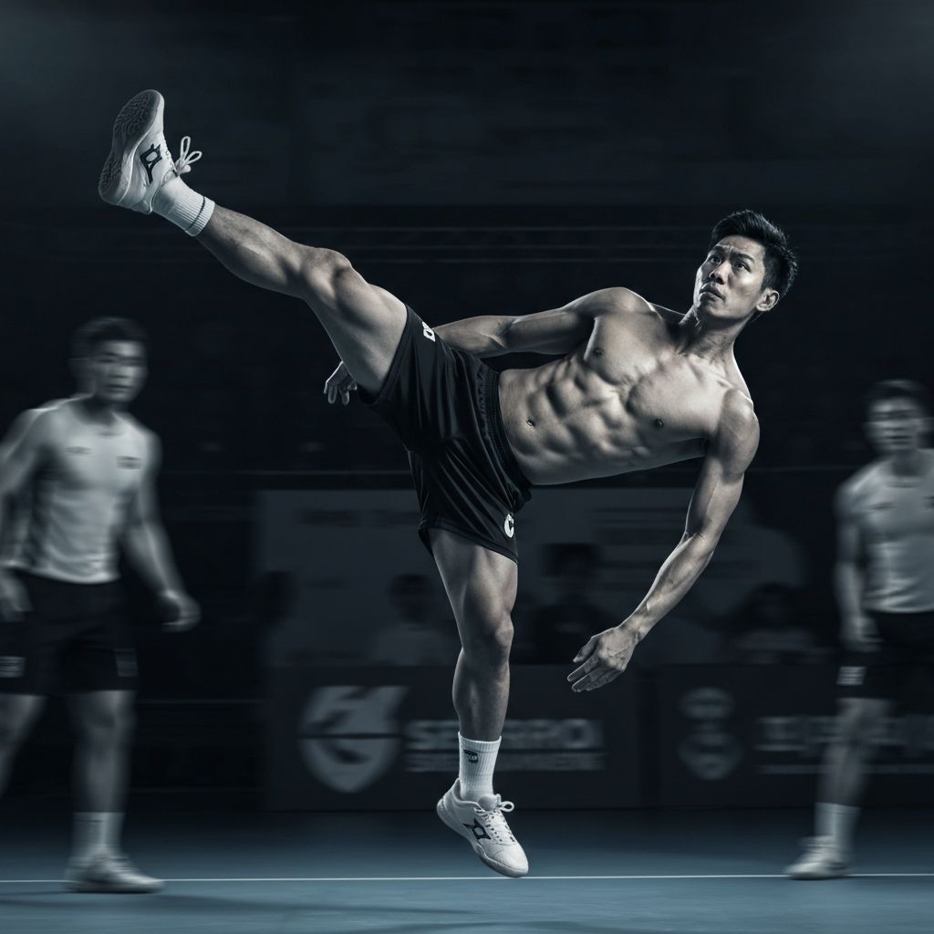 Immagine illustrativa di un atleta durante un calcio acrobatico